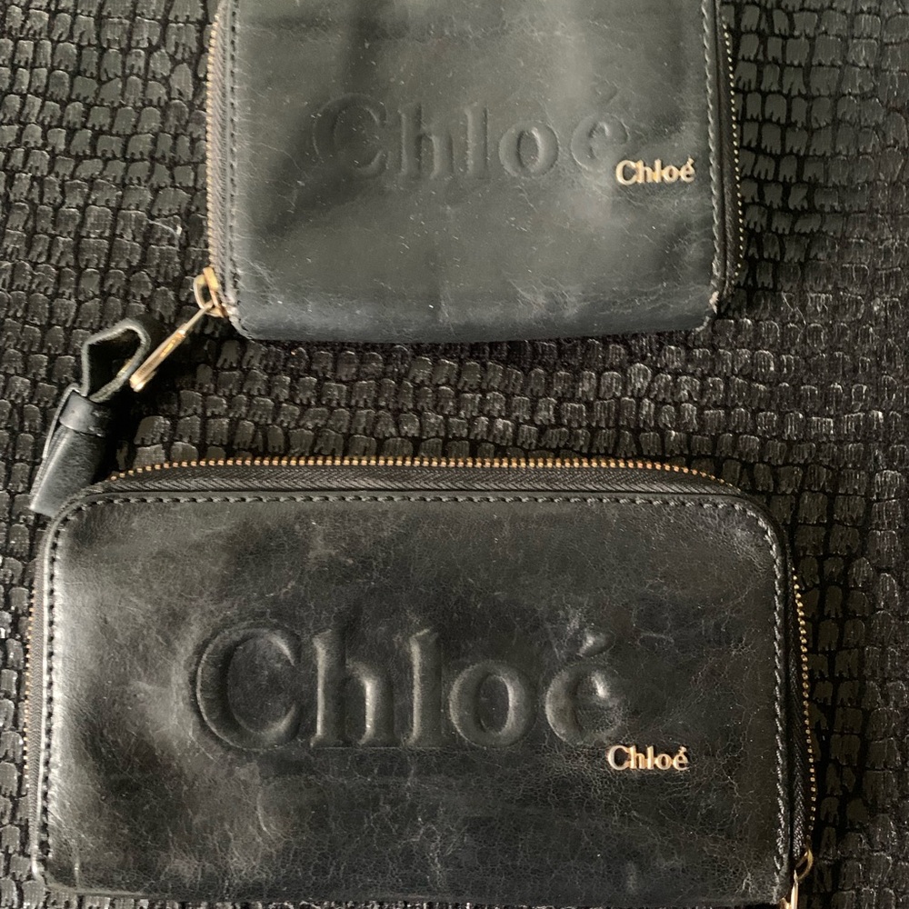Chloé Black Leather Wallet Set
